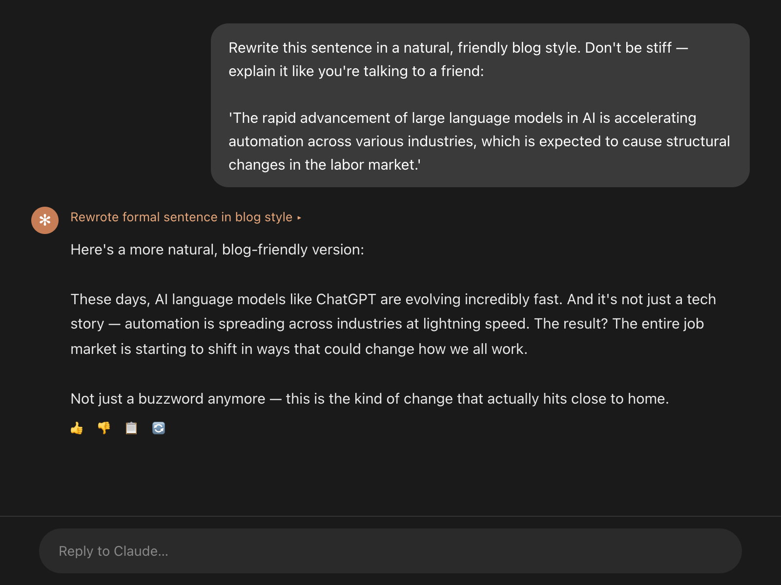 Claude Korean writing result