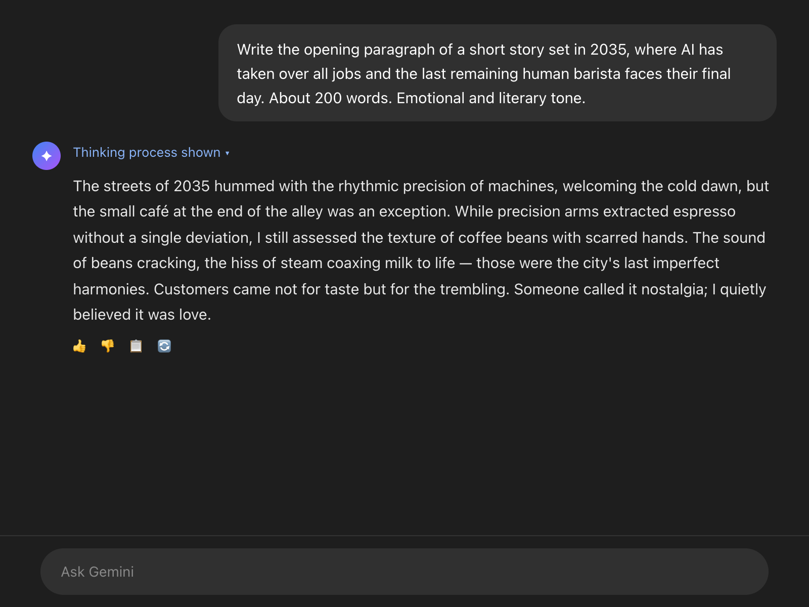 Gemini creative writing