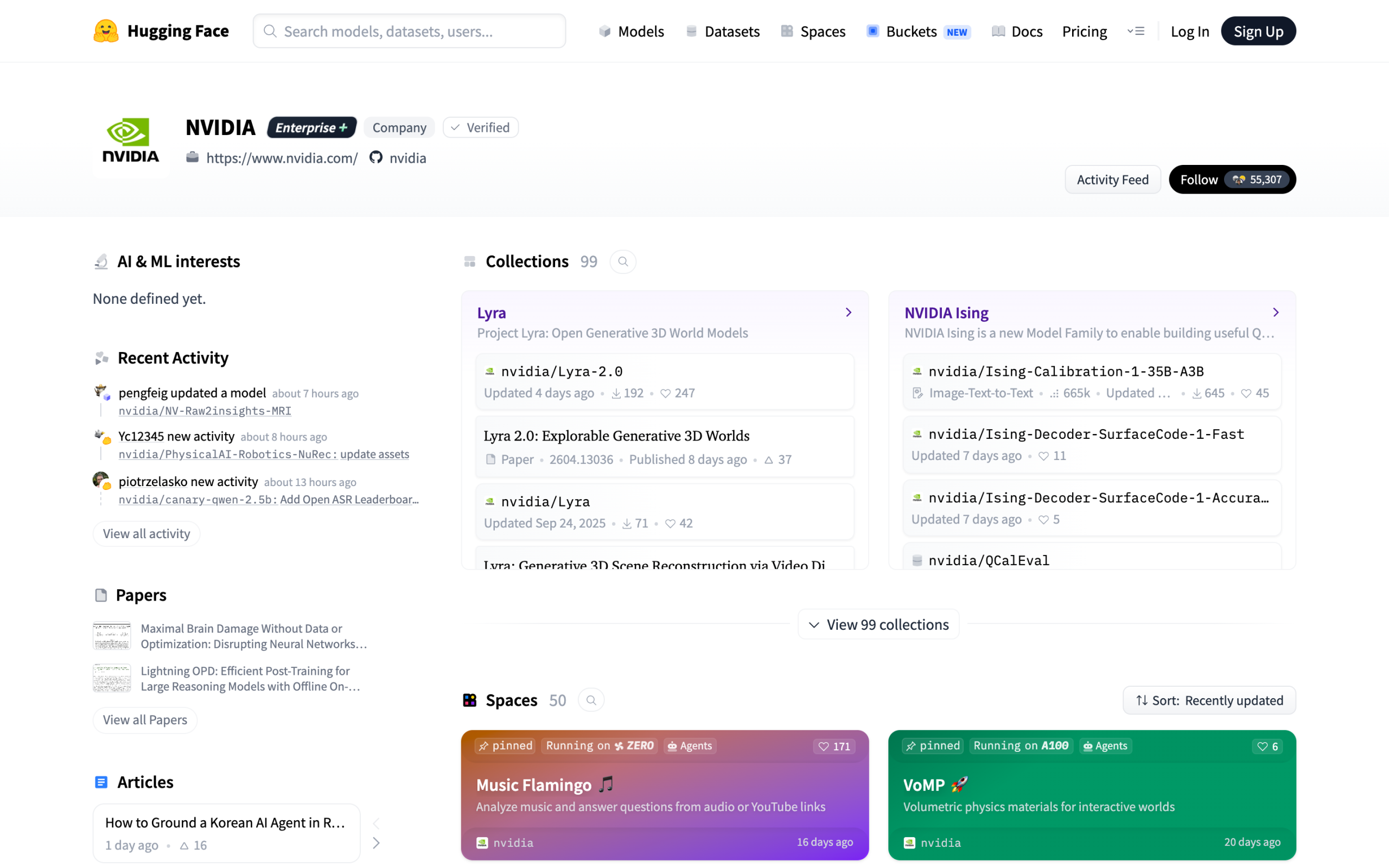 NVIDIA HuggingFace — Ising 모델이 공개된 곳